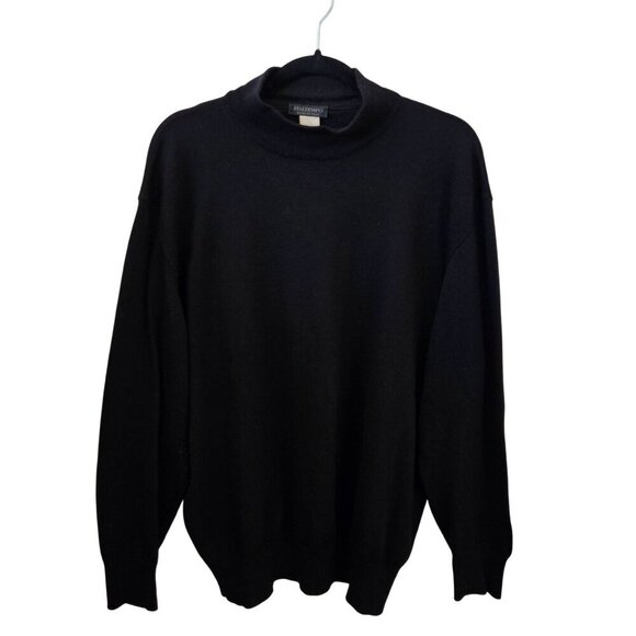 Italtempo Black 100% Merino Wool Mock Neck Closet Staple Sweater Size XL - Picture 1 of 3
